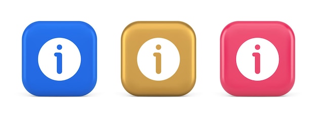 Information sur le bouton de l'information personnage FAQ réponse à la question aide soutien à l'application web icônes réalistes 3D