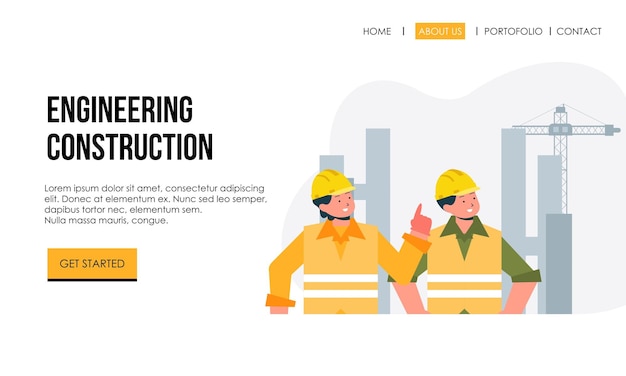 Ingénierie et construction illustration de la page de destination