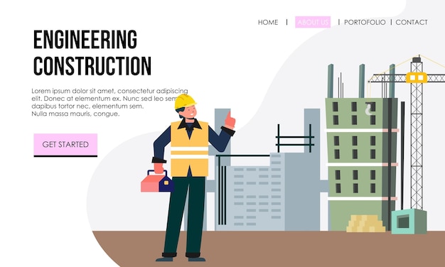 Ingénierie et construction illustration de la page de destination