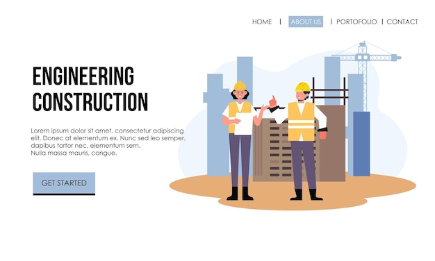 Ingénierie et construction illustration de la page de destination