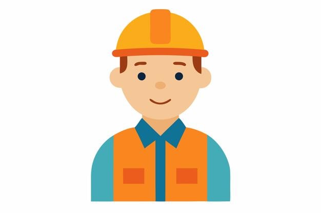 Ingénieur ouvrier ou ouvrier de la construction contremaître personnage d'illustration de dessin animé dessiné à la main