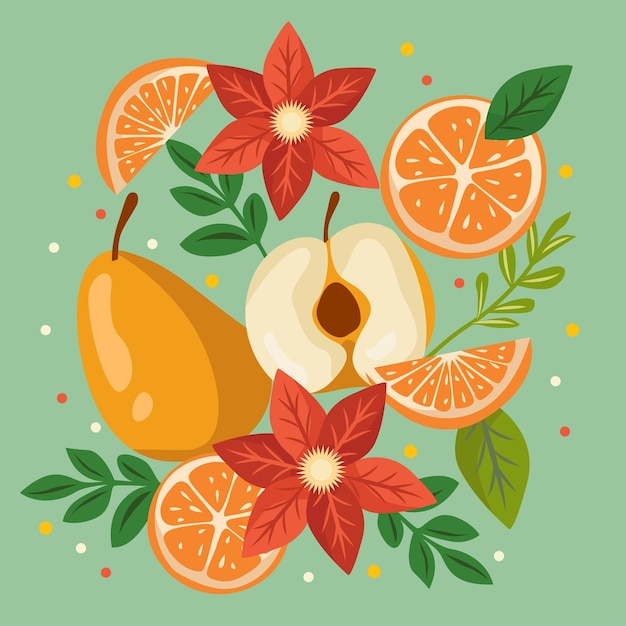 Ingrédients de fruits et de légumes naturels Illustration