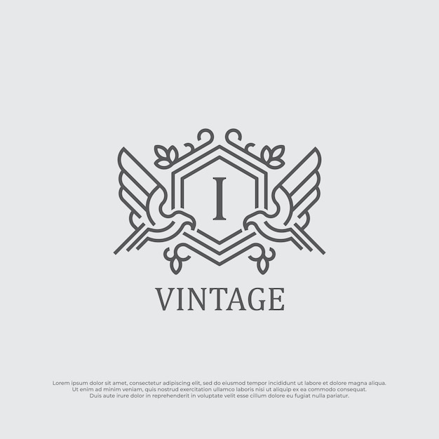 Initial I Letter Luxury Logo Template In Vector Vintage Logo Style