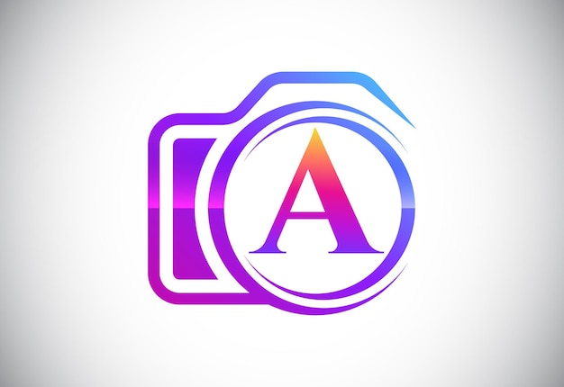 Initiale Une lettre monogramme avec une icône d'appareil photo. Logo pour l'entreprise de photographie et identité de l'entreprise