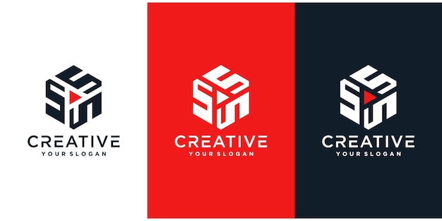 Initiales du logo abstrait avec style hexagonal.