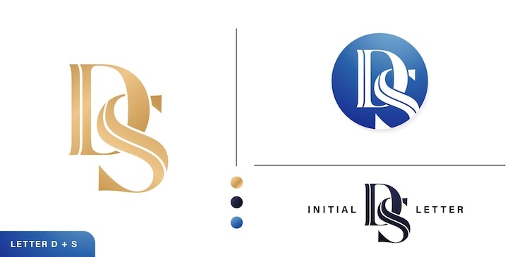 Vecteur les initiales des lettres ds, le logo du monogramme, les arrière-plans blancs isolés pour les éléments des cartes de visite