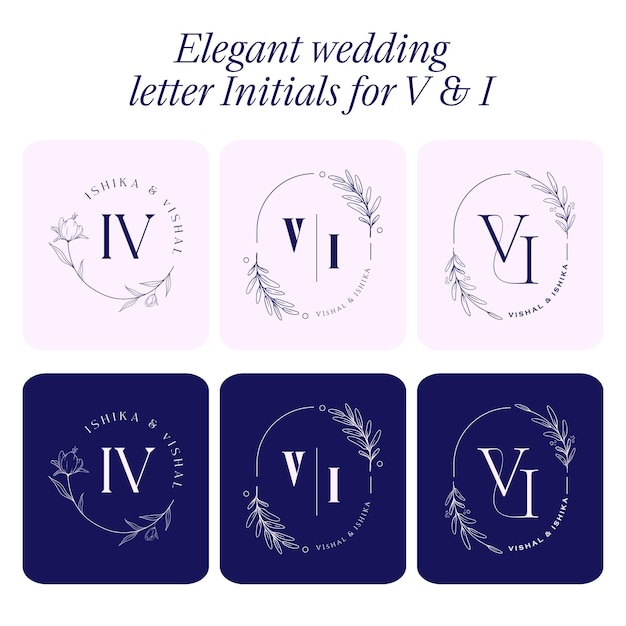 Vecteur des initiales de mariage élégantes pour les lettres v i