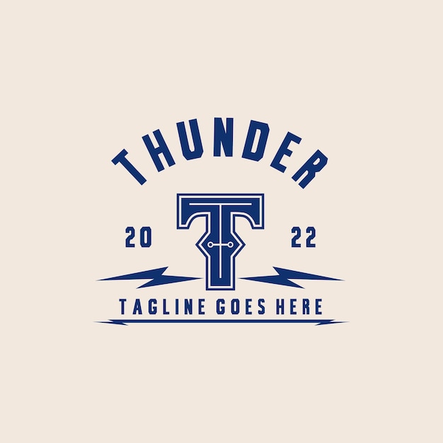 Initiales T Thunder Logo avec ornement éclair