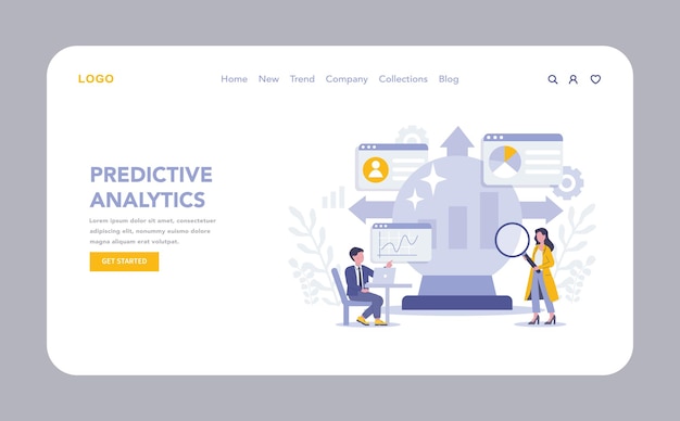 Innovation dans le marketing Web ou page d'atterrissage analytique prédictive professionnels utilisant de grandes données