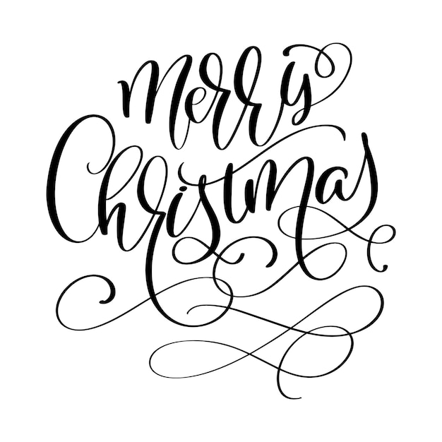 Inscription Calligraphique Joyeux Noël Avec Illustration Vectorielle S'épanouir