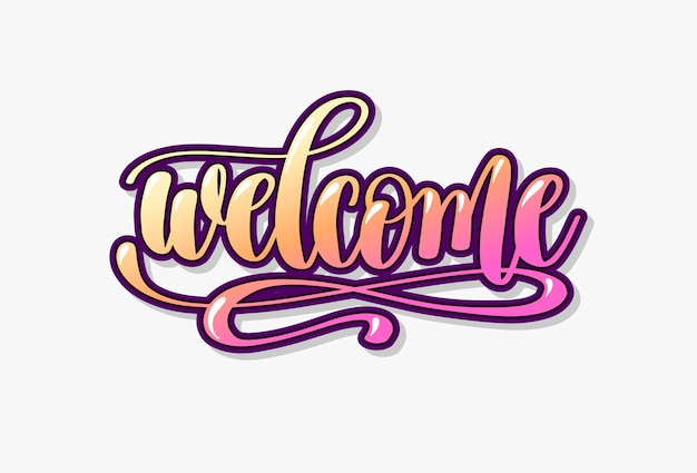 Inscription manuscrite de bienvenue, calligraphie
