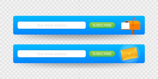 Inscription par e-mail, modèle de vecteur de newsletter en ligne avec boîte aux lettres et bouton Soumettre