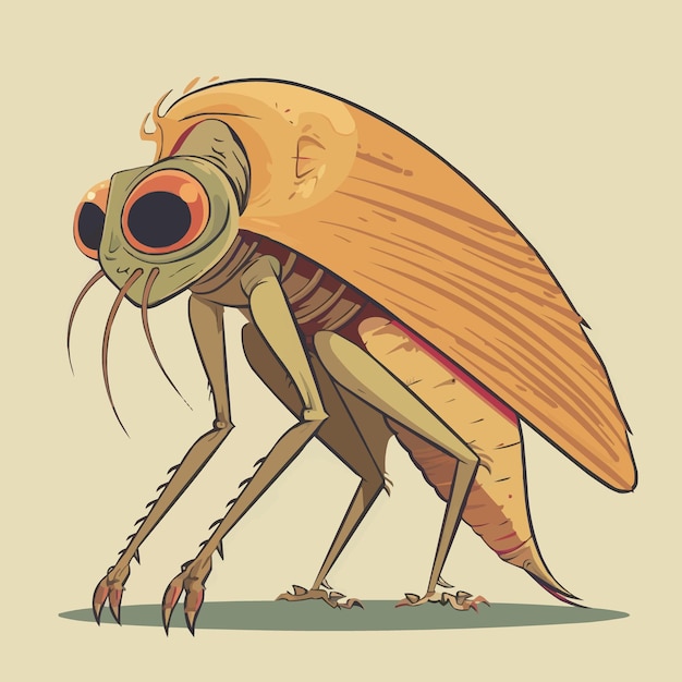 Vecteur un insecte avec de grands yeux et une longue antenne vectorielle