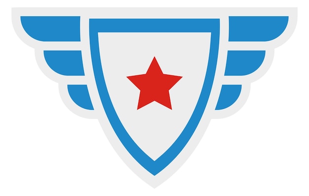 Insigne de bouclier avec ailes et étoile Symbole de puissance militaire