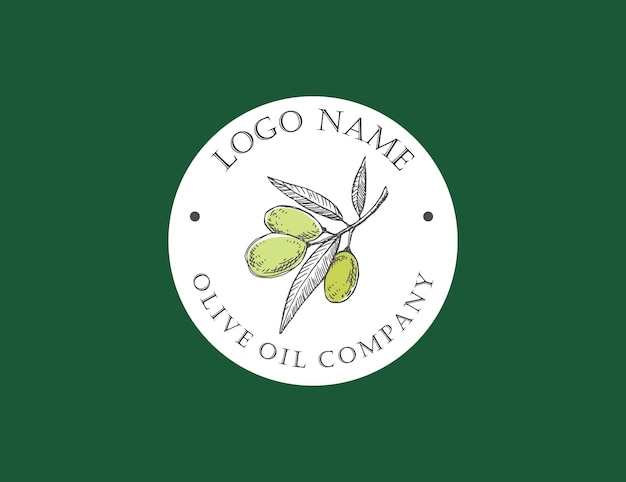 Insigne De Cercle De Conception De Logo D'huile D'olive Dessiné à La Main Vintage