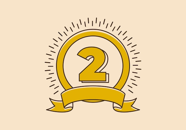 Vecteur insigne de cercle jaune vintage avec le numéro 22 dessus