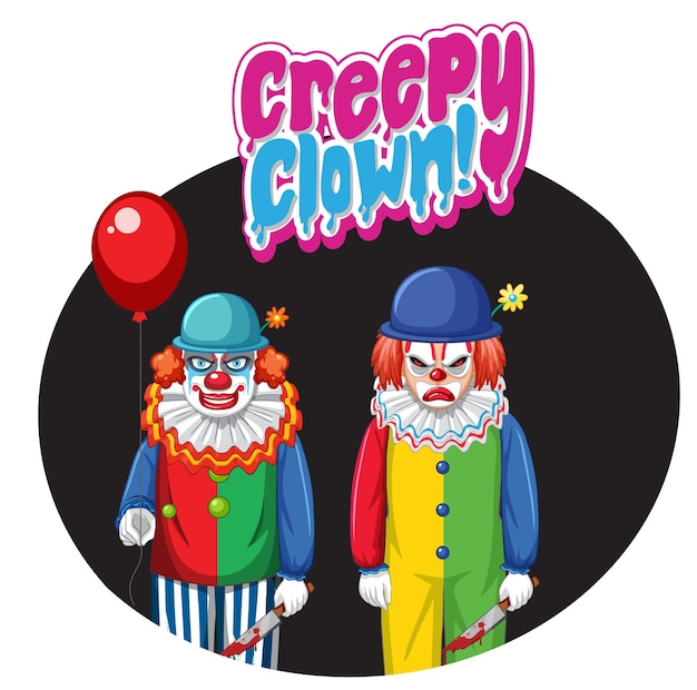 Insigne De Clown Effrayant Avec Deux Clowns Effrayants