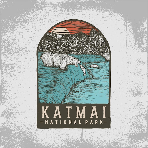 Insigne Dessiné à La Main Du Parc National De Katmai