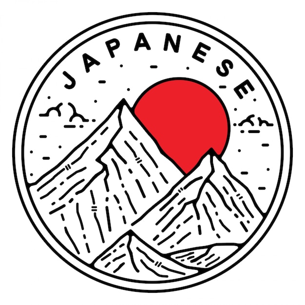 Insigne Extérieur Vintage De Montagne Japonaise Monoline