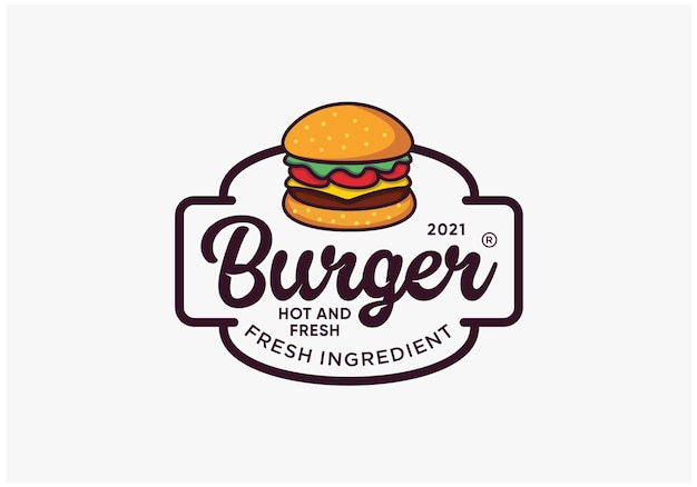 Insigne de hamburger, emblème, inspirations de conception de logo de timbre