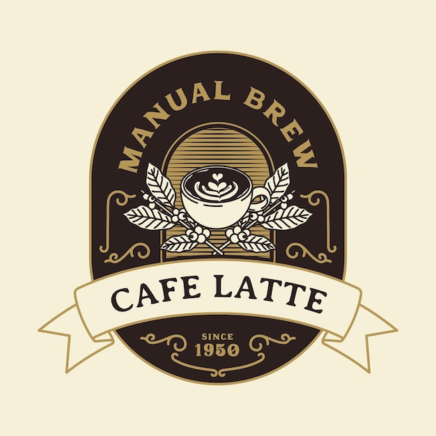 Insigne de logo de cadre de luxe vintage de café avec ornement victorien Flourish