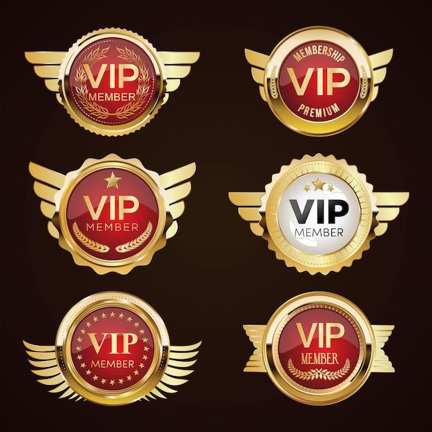 Insigne d'or d'adhésion premium vip sur fond blanc