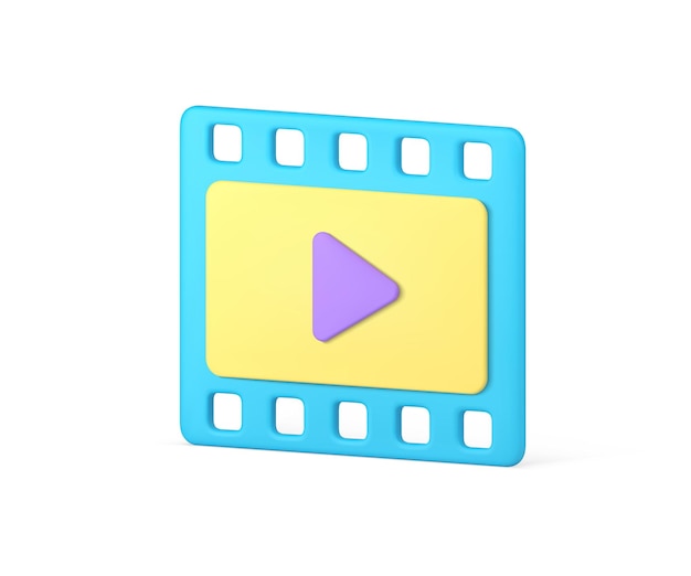 Insigne De Pellicule Multimédia Bleu Cinéma Isométrique Divertissement Vidéo Jouer Application 3d Icône Vecteur