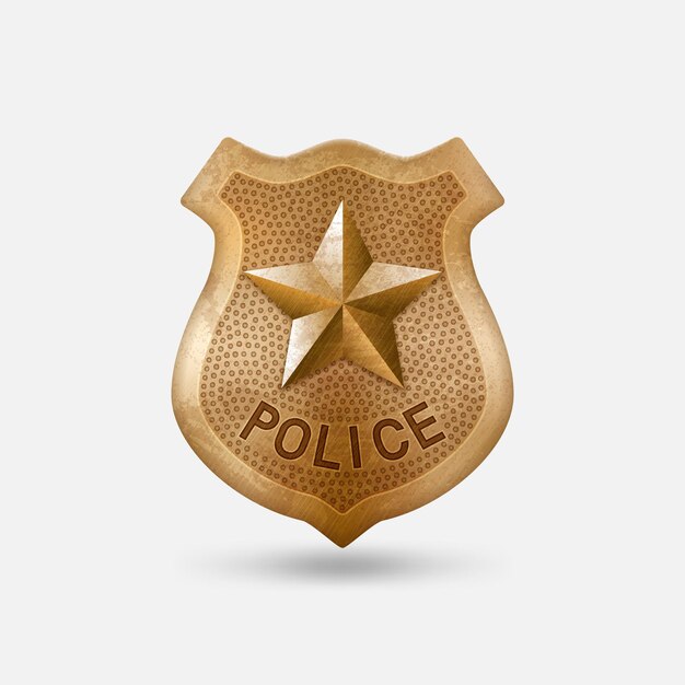 Vecteur insigne de police en bronze vintage avec une étoile
