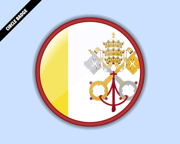 Vecteur insigne vectoriel du cercle du drapeau du vatican signe arrondi avec réflexion