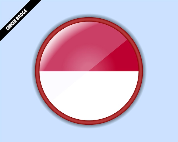 Insigne vectoriel du drapeau indonésien en cercle signe arrondi avec réflexion