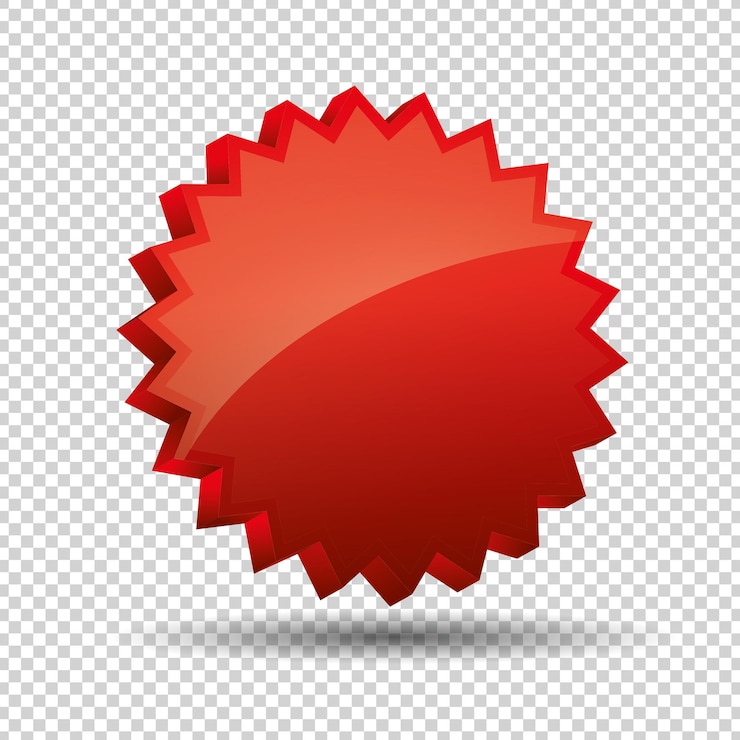 Vecteur insigne de vente promotionnelle ou autocollant starburst 3d icon logo design isolé sur fond transparent coché espace de copie pour texte individuel illustration vectorielle fichier vectoriel eps 10