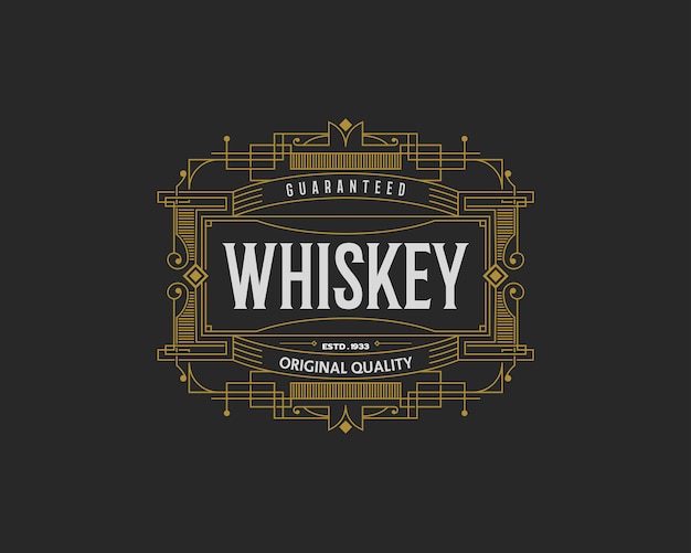 Vecteur insigne de whisky cadre déco