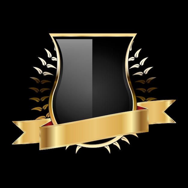 Insignes et étiquettes de bouclier noir doré de luxe Retro vintage design d'insigne de bouclier héraldique