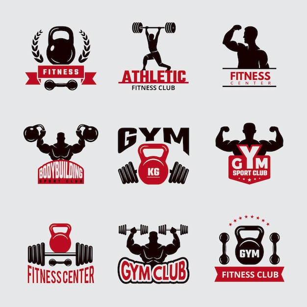 Insignes De Gymnastique. Collection D'emblèmes De Club Athlétique De Logo De Santé De Remise En Forme De Sport.