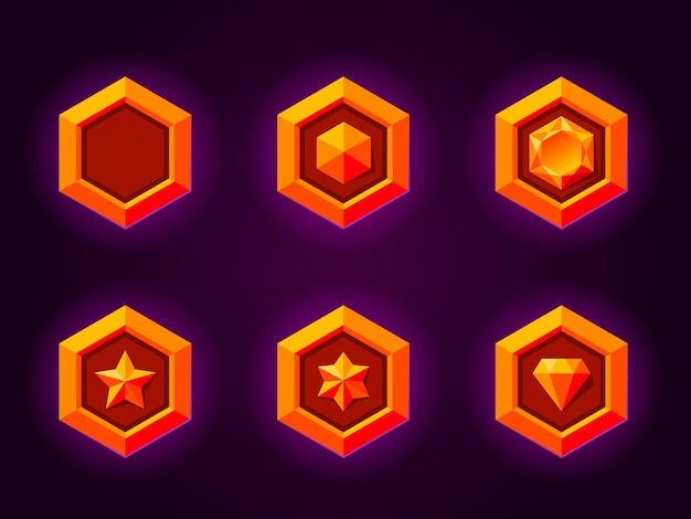 Insignes de rang d'or pour les jeux Insignes d'ordre d'or emblèmes de style métallique Étoile de pierre précieuse de diamant