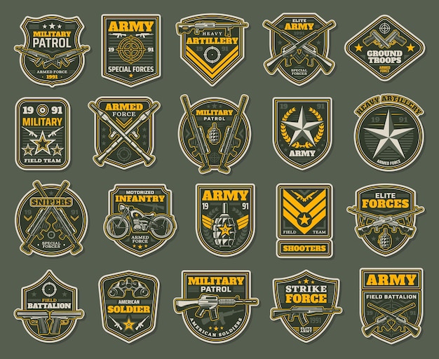 Vecteur insignes de spécialistes militaires des forces spéciales de l'armée