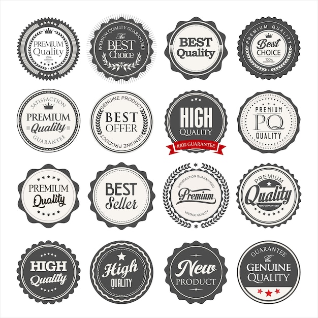 Insignes vintage rétro de qualité supérieure isolés sur fond blanc