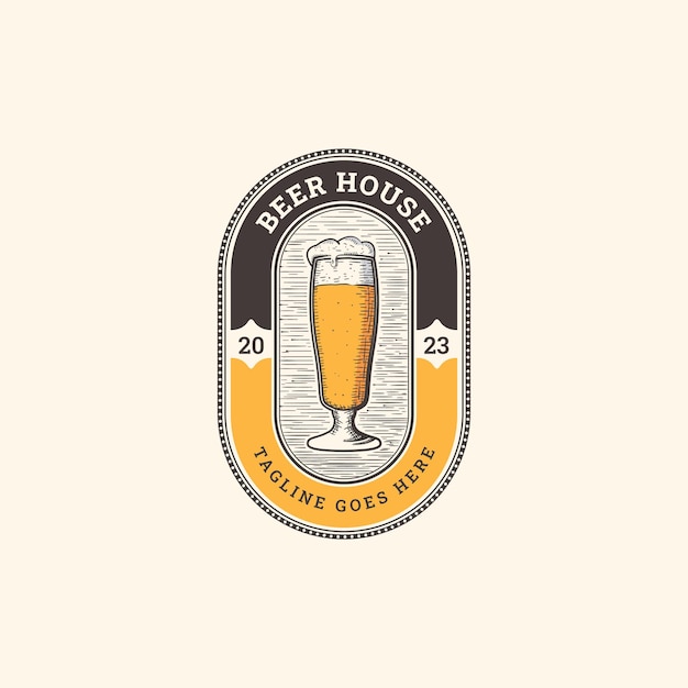 Inspiration De Conception De Logo De Badge Vintage De Verre De Bière Pour Beer House