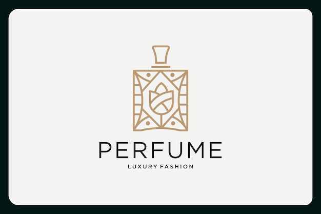Vecteur inspiration de conception de logo de bouteille de parfum de luxe