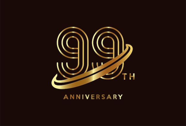 Inspiration de conception de logo de célébration d'anniversaire de 99 ans d'or