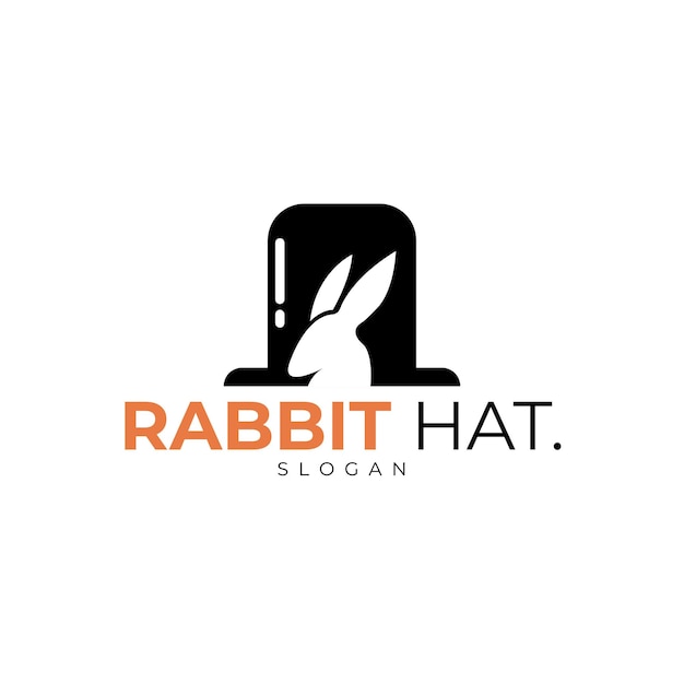 Vecteur inspiration de conception de logo de chapeau de lapin silhouette de lapin et modèle de logo de chapeau magique illustration vectorielle
