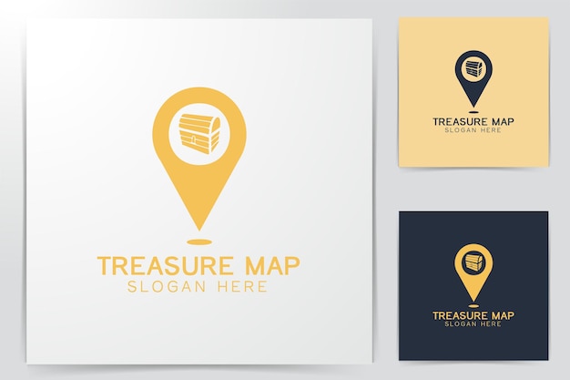 Inspiration de conception de logo de coffre au trésor et de point de carte