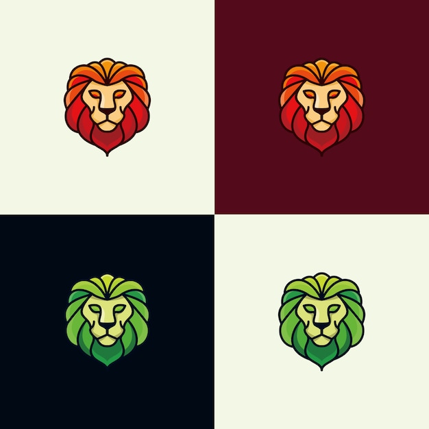 Inspiration De Conception De Logo Coloré Lion - Vecteur