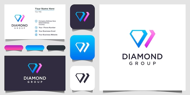 Inspiration de conception de logo de diamant. création de logo et carte de visite