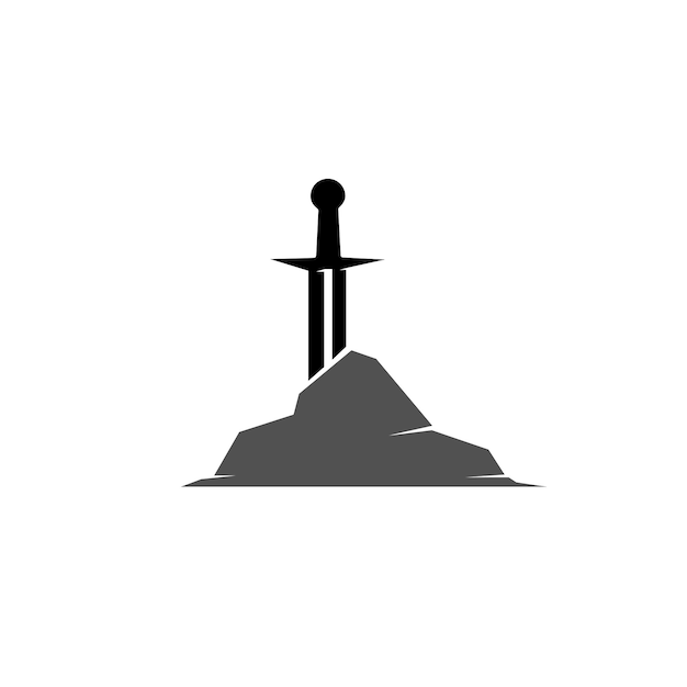 Vecteur inspiration de conception de logo d'épée et de pierre