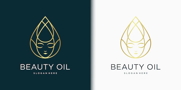 Inspiration De Conception De Logo De Femmes De Beauté Pour Les Soins De La Peau, Les Salons Et Le Spa, Avec Le Concept De Gouttelettes D'huile / Eau