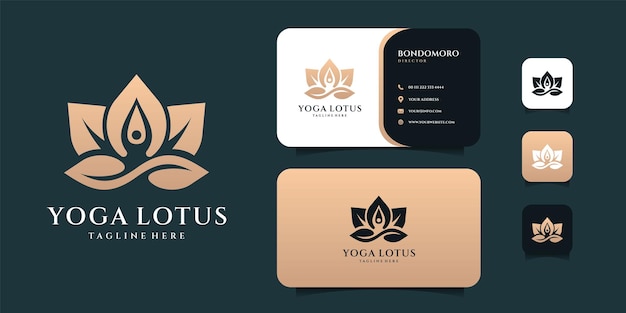 Vecteur inspiration de conception de logo de lotus de yoga et de carte de visite.