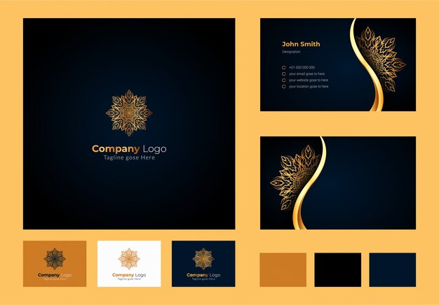 Inspiration De Conception De Logo, Mandala Floral Circulaire De Luxe Et élément De Feuille, Conception De Carte De Visite De Luxe Avec Logo Ornemental