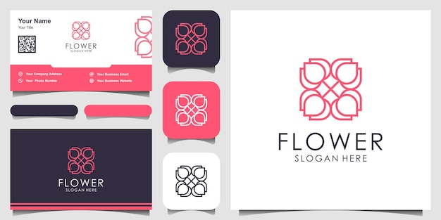 Inspiration De Conception De Logo D'ornement Floral Avec Le Style D'art En Ligne Cosmétiques Spa Salon De Beauté Décoration