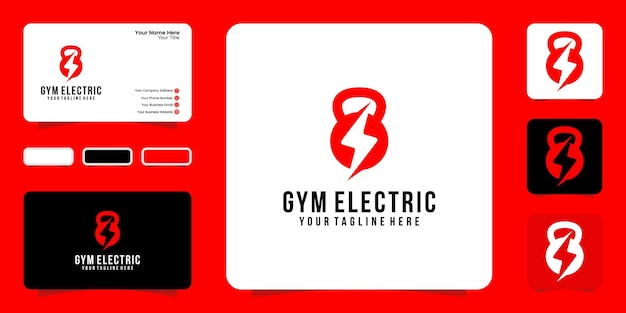 Inspiration De Conception De Logo De Remise En Forme Avec Inspiration De Carte De Visite D'haltères Et D'électricité